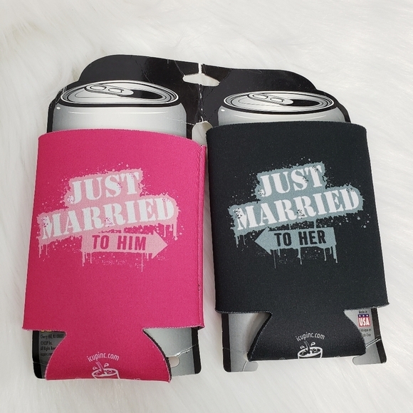 Just Married His & Hers matching coozies koozies - Picture 1 of 2